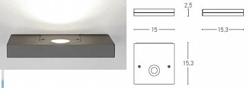 Бра h2,5, w15, d15.3cm, Led 20Вт 220/240V, 1560 lm, 3000K, 1.7кг, IP20, цвет - pearl grey